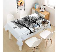 Morbuy Nappe Rectangulaire Nappe de Table Imperméable Anti Tache Lavable et Facile d'entretien 3D Loup Nappes pour Ménage Table Basse Jardin Extérieure (Loup des neiges,140x200cm)