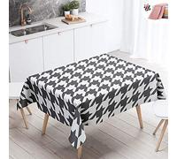 Morbuy Nappe Rectangulaire Nappe de Table Imperméable Lavable et Facile d'entretien Géométrie Motif pour Ménage Table Basse Cuisine Jardin Extérieure Picnic (Pied de Poule Noir,140x220cm)