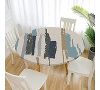 Morbuy Nappe Ronde Anti Taches, Aquarelle Nappe de Table avec Bord Élastique Ajustée, Imperméable Polyester Couverture de Table de pour Cuisine Jardin Fête (Multicolore,Diamètre 100cm)