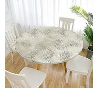 Morbuy Nappe Ronde Anti Taches, Graffiti Nappe de Table avec Bord Élastique Ajustée, Imperméable Polyester Couverture de Table de pour Cuisine Jardin Fête (Kaki,Diamètre 100cm)