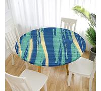Morbuy Nappe Ronde Anti Taches, Graffiti Nappe de Table avec Bord Élastique Ajustée, Imperméable Polyester Couverture de Table de pour Cuisine Jardin Fête (Bleu Vert,Diamètre 200cm)