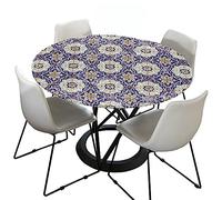 Morbuy Nappe Ronde Anti Taches, Jacquard Nappe de Table avec Bord Élastique Ajustée, Imperméable Polyester Couverture de Table de pour Cuisine Jardin Fête (Violet,Diamètre 120cm)