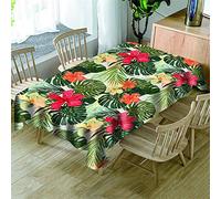 Morbuy Nappes Rectangulaires Anti Taches, 3D Plante Imprimé Nappe Imperméable Anti-Salissure Lavable pour Decoration Ménage Cuisine Jardin Picnic Exterieur (Monstera Tropical,140x140cm)