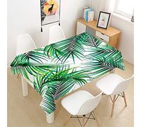 Morbuy Nappes Rectangulaires Anti Taches Nappes Infroissable - 3D Tropical Plante Imprimé Nappe Imperméable Anti-Salissure pour Decoration Cuisine Jardin Picnic (Feuille de Palmier Vert,140x240cm)