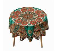 Morbuy Nappes Rondes Anti Taches, Polyester Nappes Lavable et Facile d'entretien, Imperméable Nappe de Table Décoration avec Mandala Imprimé pour Cuisine Jardin Fête (Mandala Vintage,150cm)