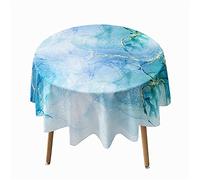Morbuy Nappes Rondes Anti Taches, Polyester Nappes Lavable et Facile d'entretien, Imperméable Nappe de Table Décoration avec Marbre Imprimé pour Cuisine Jardin Fête (Marbre Bleu Ciel,200cm)