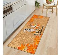 Morbuy Paillasson Bienvenue Tapis d'Entrée Impression d'automne 3D Tapis de Bain Antidérapant Tapis de Sol, Tapis Antidérapant pour Salon, Couloir, Cuisine (Citrouille à Carreaux,40x60cm)