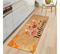 Morbuy Paillasson Bienvenue Tapis d'Entrée Impression d'automne 3D Tapis de Bain Antidérapant Tapis de Sol, Tapis Antidérapant pour Salon, Couloir, Cuisine (Feuille d'érable,60x90cm)