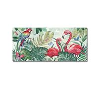Morbuy Paillasson Bienvenue Tapis d'Entrée Motif Flamant Rose 3D Tapis de Bain Antidérapant Tapis de Sol,Tapis Antidérapant pour Salon,Chambre à Coucher,Couloir,Cuisine (Plantes Tropicales,50x80cm)