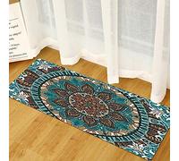 Morbuy Paillasson Bienvenue Tapis d'Entrée Paisley Mandala Tapis de Bain Antidérapant Tapis de Sol, Tapis Antidérapant pour Salon,Chambre à Coucher,Couloir,Cuisine (Bleu Vintage,40x120cm)