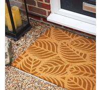 Morbuy Paillasson Coco, Tapis d’Entrée Extérieur et Intérieur en Fibre de Coco, Tapis Brosse Antidérapant avec Dossier PVC pour Porte d'Entrée et Jardin (Feuilles Brunes,40x60cm)