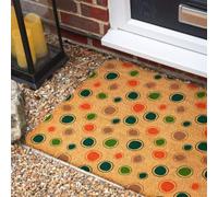 Morbuy Paillasson Coco, Tapis d’Entrée Extérieur et Intérieur en Fibre de Coco, Tapis Brosse Antidérapant avec Dossier PVC pour Porte d'Entrée et Jardin (Cercle Mignon,45x70cm)