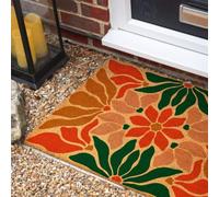 Morbuy Paillasson Coco, Tapis d’Entrée Extérieur et Intérieur en Fibre de Coco, Tapis Brosse Antidérapant avec Dossier PVC pour Porte d'Entrée et Jardin (Fleurs artistiques,45x70cm)