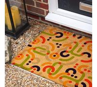 Morbuy Paillasson Coco, Tapis d’Entrée Extérieur et Intérieur en Fibre de Coco, Tapis Brosse Antidérapant avec Dossier PVC pour Porte d'Entrée et Jardin (Gribouillis Mignons,60x90cm)