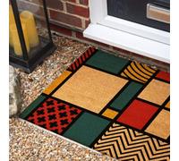 Morbuy Paillasson Coco, Tapis d’Entrée Extérieur et Intérieur en Fibre de Coco, Tapis Brosse Antidérapant avec Dossier PVC pour Porte d'Entrée et Jardin (Blocs de Couleurs,50x75cm)