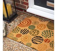 Morbuy Paillasson Coco, Tapis d’Entrée Extérieur et Intérieur en Fibre de Coco, Tapis Brosse Antidérapant avec Dossier PVC pour Porte d'Entrée et Jardin (Pois Ronds,45x70cm)