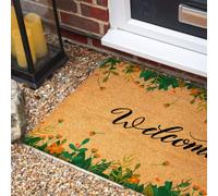 Morbuy Paillasson Coco, Tapis d’Entrée Extérieur et Intérieur en Fibre de Coco, Tapis Brosse Antidérapant avec Dossier PVC pour Porte d'Entrée et Jardin (Grappes de Fleurs,50x75cm)