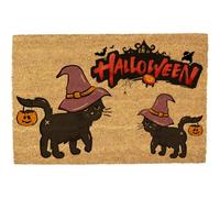 Morbuy Paillasson Halloween Coco (Chat Noir,40x60cm) | Fibre de Coco Naturelle, Tapis de Porte Robuste Anti-Dérapant pour Porche Extérieur, Couloir Intérieur et Déco Halloween.