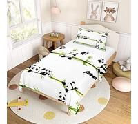 Morbuy Parure de Lit 90x190 Enfant - Panda Housse de Couette 90x190 et Taie d'oreiller 40x60 cm - Dessins animés Housses de Couettes Enfant Doux Ensemble de Literie en Microfibre