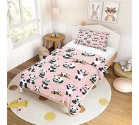 Morbuy Parure de Lit 90x190 Enfant - Panda Housse de Couette 90x190 et Taie d'oreiller 40x60 cm - Dessins animés Housses de Couettes Enfant Doux Ensemble de Literie en Microfibre