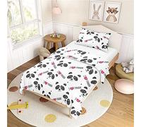 Morbuy Parure de Lit 90x190 Enfant - Panda Housse de Couette 90x190 et Taie d'oreiller 40x60 cm - Dessins animés Housses de Couettes Enfant Doux Ensemble de Literie en Microfibre