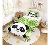 Morbuy Parure de Lit 90x190 Enfant - Panda Housse de Couette 90x190 et Taie d'oreiller 40x60 cm - Dessins animés Housses de Couettes Enfant Doux Ensemble de Literie en Microfibre