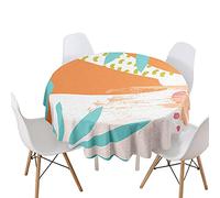 Morbuy Rondes Nappes Anti Taches, 3D Feuille Nappes Rondes Lavable et Facile d'entretien, Imperméable Polyester Nappe de Table pour Cuisine Jardin Fête (Orange,Diamètre 120cm)