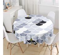 Morbuy Rondes Nappes Anti Taches, Balance Imprimé Nappes Rondes Lavable et Facile d'entretien, Imperméable Polyester Nappe de Table pour Cuisine Jardin Fête (Gris,Diamètre 150cm)