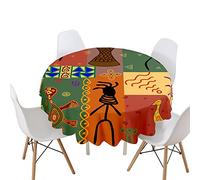 Morbuy Rondes Nappes Anti Taches Imprimé Nappes Rondes Lavable et Facile d'entretien, Imperméable Polyester Nappe de Table pour Cuisine Jardin Fête (Totem Africain,Diamètre 120cm)