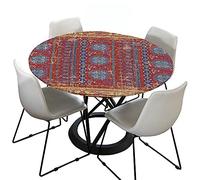 Morbuy Rondes Nappes avec Bord Élastique, Bohême Nappes Rondes Anti Taches Lavable, Imperméable Polyester Nappe de Table 3D Imprimé pour Cuisine Jardin Fête (Rouge Vintage,Diamètre 100cm)