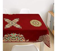 Morbuy Rouge Nappe Rectangulaire Anti Tache Nappe de Table Imperméable Lavable et Facile d'entretien pour Ménage Table Basse Jardin Extérieure Picnic (Totem de Badge,100x140cm)