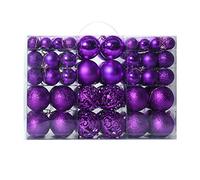 Morbuy-shop 100 pièces de Boules de Noël Ornements 60mm/2.36", Ensemble d?Ornements Peints en Couleur et étincelants et de Boules suspendues, Décoration d'arbre de Sapin de Noël (Violet)