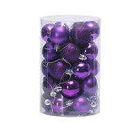 Morbuy-shop 34 pièces de Boules de Noël Ornements 40/60mm, Ensemble d?Ornements Peints en Couleur et étincelants et de Boules suspendues, Décoration d'arbre de Sapin de Noël (Violet,6cm)