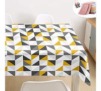 Morbuy-Shop 3D Nappe Rectangulaire Géométrie Nappe de Table Imperméable étanche Anti Tache Lavable et Facile d?Entretien Ménage Table Nappe pour Picnic Cuisine Jardin (Jaune Triangle,90x90cm)