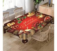 Morbuy-shop Nappe Noël Rectangulaire, Fête Style 3D Imprimé Nappes Imperméable Anti Taches Étanche à l'huile Lavable pour Fête Decoration Ménage Jardin Picnic (Gui de Noël,140x210cm)