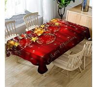 Morbuy-shop Nappe Noël Rectangulaire, Fête Style 3D Imprimé Nappes Imperméable Anti Taches Étanche à l'huile Lavable pour Fête Decoration Ménage Jardin Picnic (Étoiles d'or,150x210cm)