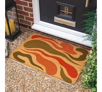 Morbuy Tapis de Porte d'Entrée Exterieur Coco, Tapis de Porte Coco en Polyester Antidérapant Lavable pour Terrasse, Entrée, Couloir, Interieur, Cuisine (Vagues abstraites,50x80cm)