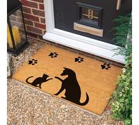 Morbuy Tapis de Porte d'Entrée Exterieur Coco, Tapis de Porte Coco en Polyester Antidérapant Lavable pour Terrasse, Entrée, Couloir, Interieur, Cuisine (Chat/Chien,50x80cm)