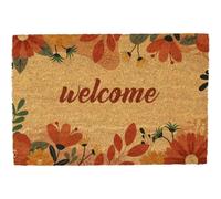Morbuy Tapis de Porte d'Entrée Exterieur Coco, Tapis de Porte Coco en Polyester Antidérapant Lavable pour Interieur, Terrasse, Couloir, Cuisine, Entrée (Marguerites Rouges,50x80cm)
