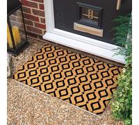 Morbuy Tapis de Porte d'Entrée Exterieur Coco, Tapis de Porte Coco en Polyester Antidérapant Lavable pour Terrasse, Entrée, Couloir, Interieur, Cuisine (Noir marocain,50x80cm)