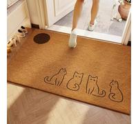 Morbuy Tapis de Porte d'Entrée Exterieur Coco, Tapis de Porte Coco en Polyester Antidérapant Lavable pour Terrasse, Entrée, Couloir, Interieur, Cuisine (Chat Mignon,40x60cm)