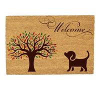 Morbuy Tapis de Porte d'Entrée Exterieur Coco, Tapis de Porte Coco en Polyester Antidérapant Lavable pour Interieur, Terrasse, Couloir, Cuisine, Entrée (Chien Marron,40x60cm)