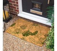 Morbuy Tapis de Porte d'Entrée Exterieur Coco, Tapis de Porte Coco en Polyester Antidérapant Lavable pour Terrasse, Entrée, Couloir, Interieur, Cuisine (Feuilles plumeuses,50x80cm)