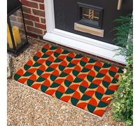 Morbuy Tapis de Porte d'Entrée Exterieur Coco, Tapis de Porte Coco en Polyester Antidérapant Lavable pour Terrasse, Entrée, Couloir, Interieur, Cuisine (Rouge Turquoise,50x80cm)