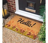 Morbuy Tapis de Porte d'Entrée Exterieur Coco, Tapis de Porte Coco en Polyester Antidérapant Lavable pour Terrasse, Entrée, Couloir, Interieur, Cuisine (Campanules Blanches,50x80cm)