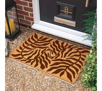 Morbuy Tapis de Porte d'Entrée Exterieur Coco, Tapis de Porte Coco en Polyester Antidérapant Lavable pour Terrasse, Entrée, Couloir, Interieur, Cuisine (Feuilles Brunes,50x80cm)