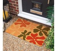 Morbuy Tapis de Porte d'Entrée Exterieur Coco, Tapis de Porte Coco en Polyester Antidérapant Lavable pour Terrasse, Entrée, Couloir, Interieur, Cuisine (Fleurs abstraites,50x80cm)