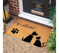 Morbuy Tapis de Porte d'Entrée Exterieur Coco, Tapis de Porte Coco en Polyester Antidérapant Lavable pour Terrasse, Entrée, Couloir, Interieur, Cuisine (Empreintes de Pattes,50x80cm)