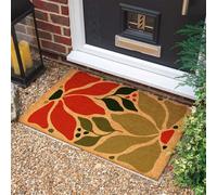 Morbuy Tapis de Porte d'Entrée Exterieur Coco, Tapis de Porte Coco en Polyester Antidérapant Lavable pour Terrasse, Entrée, Couloir, Interieur, Cuisine (Fleurs artistiques,50x80cm)
