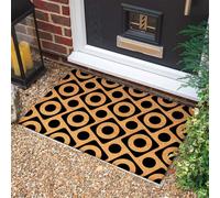 Morbuy Tapis de Porte d'Entrée Exterieur Coco, Tapis de Porte Coco en Polyester Antidérapant Lavable pour Terrasse, Entrée, Couloir, Interieur, Cuisine (Carreaux Ronds,40x60cm)